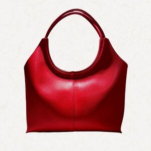 Y2K Mondani New York Red Faux Leather Top Handle Hobo Shoulder Bag